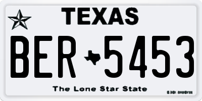 TX license plate BER5453