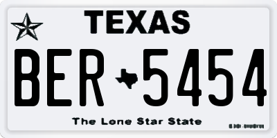 TX license plate BER5454