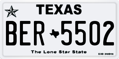 TX license plate BER5502