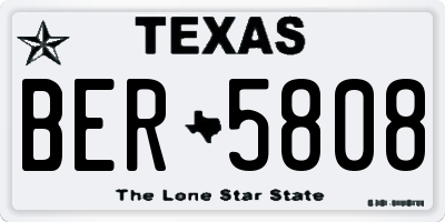 TX license plate BER5808