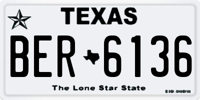 TX license plate BER6136
