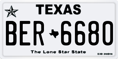 TX license plate BER6680