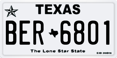 TX license plate BER6801