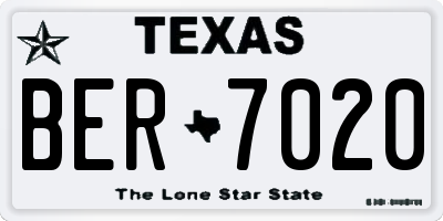 TX license plate BER7020
