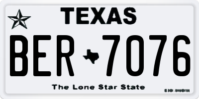 TX license plate BER7076