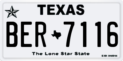 TX license plate BER7116