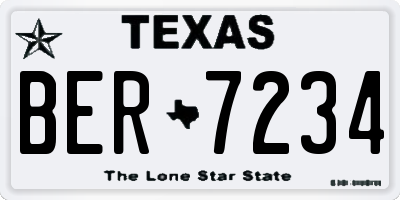 TX license plate BER7234