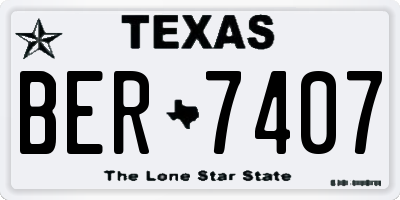 TX license plate BER7407