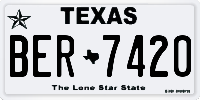 TX license plate BER7420