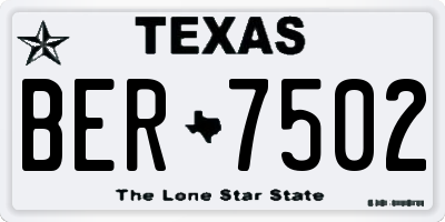TX license plate BER7502