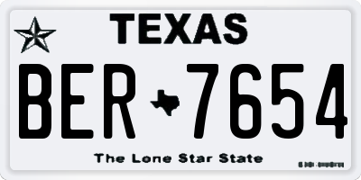 TX license plate BER7654