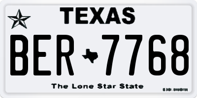 TX license plate BER7768