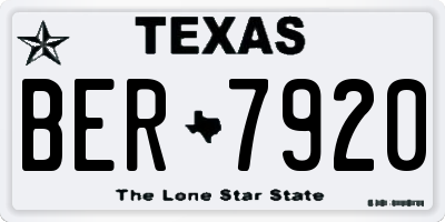 TX license plate BER7920