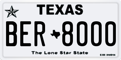 TX license plate BER8000