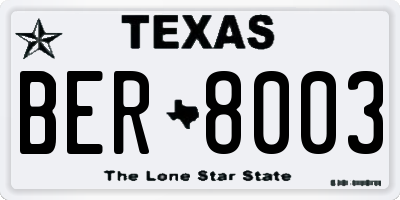 TX license plate BER8003