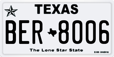 TX license plate BER8006