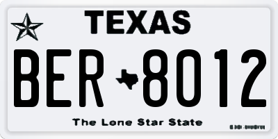 TX license plate BER8012