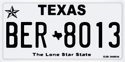 TX license plate BER8013