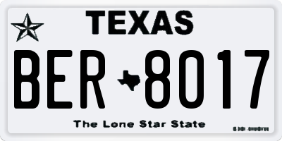 TX license plate BER8017
