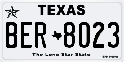 TX license plate BER8023