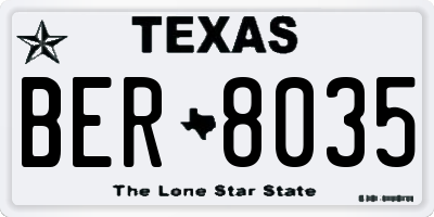 TX license plate BER8035