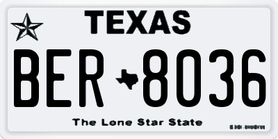 TX license plate BER8036
