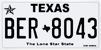 TX license plate BER8043