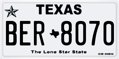 TX license plate BER8070