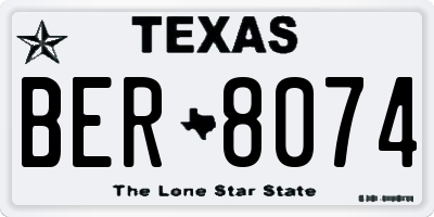 TX license plate BER8074
