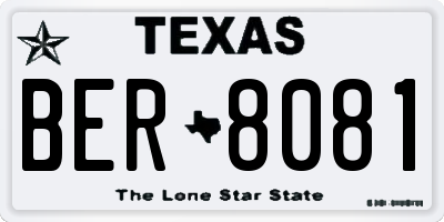 TX license plate BER8081