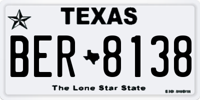TX license plate BER8138
