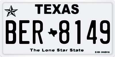 TX license plate BER8149