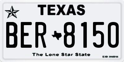 TX license plate BER8150