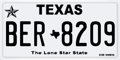 TX license plate BER8209