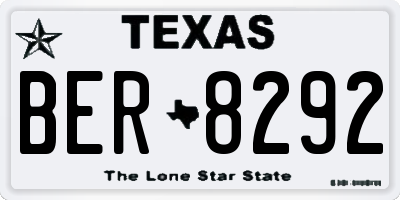 TX license plate BER8292