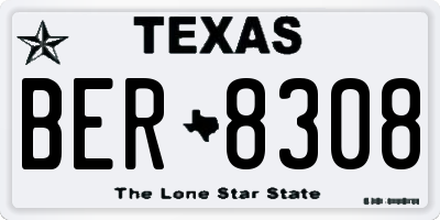 TX license plate BER8308
