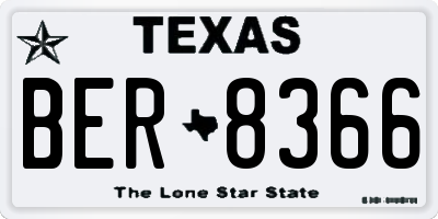 TX license plate BER8366