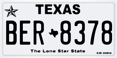 TX license plate BER8378