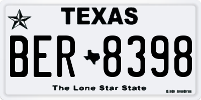 TX license plate BER8398