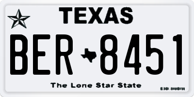 TX license plate BER8451