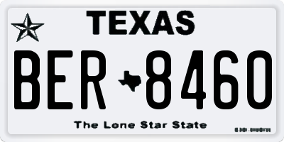 TX license plate BER8460