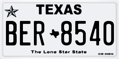 TX license plate BER8540