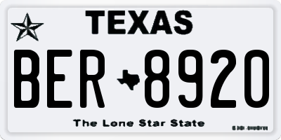 TX license plate BER8920