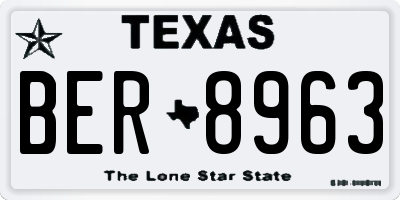 TX license plate BER8963