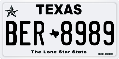 TX license plate BER8989