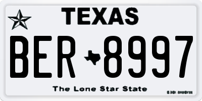 TX license plate BER8997