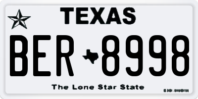 TX license plate BER8998