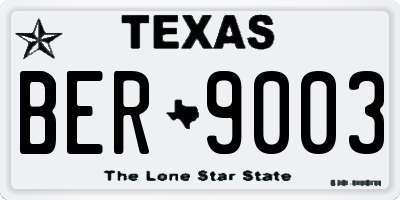 TX license plate BER9003