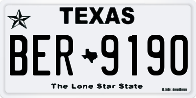TX license plate BER9190