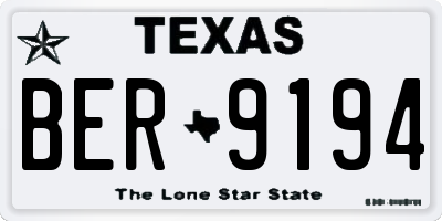 TX license plate BER9194